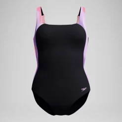Maillot de bain Femme effet galbant imprimé LunaLustre noir/rose