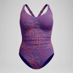 Maillot de bain Femme effet galbant V Neck rose/orange