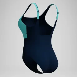 Maillot de bain Femme effet galbant Contour Eclipse bleu marine/turquoise