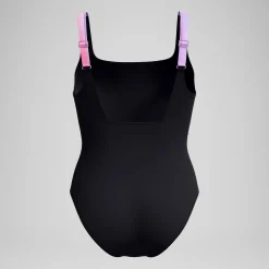 Maillot de bain Femme effet galbant imprimé Contour Eclipse noir/rose