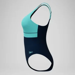 Maillot de bain Femme effet galbant Contour Eclipse bleu marine/turquoise