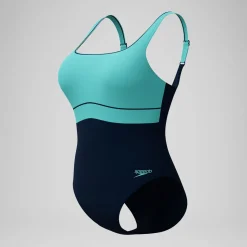 Maillot de bain Femme effet galbant Contour Eclipse bleu marine/turquoise