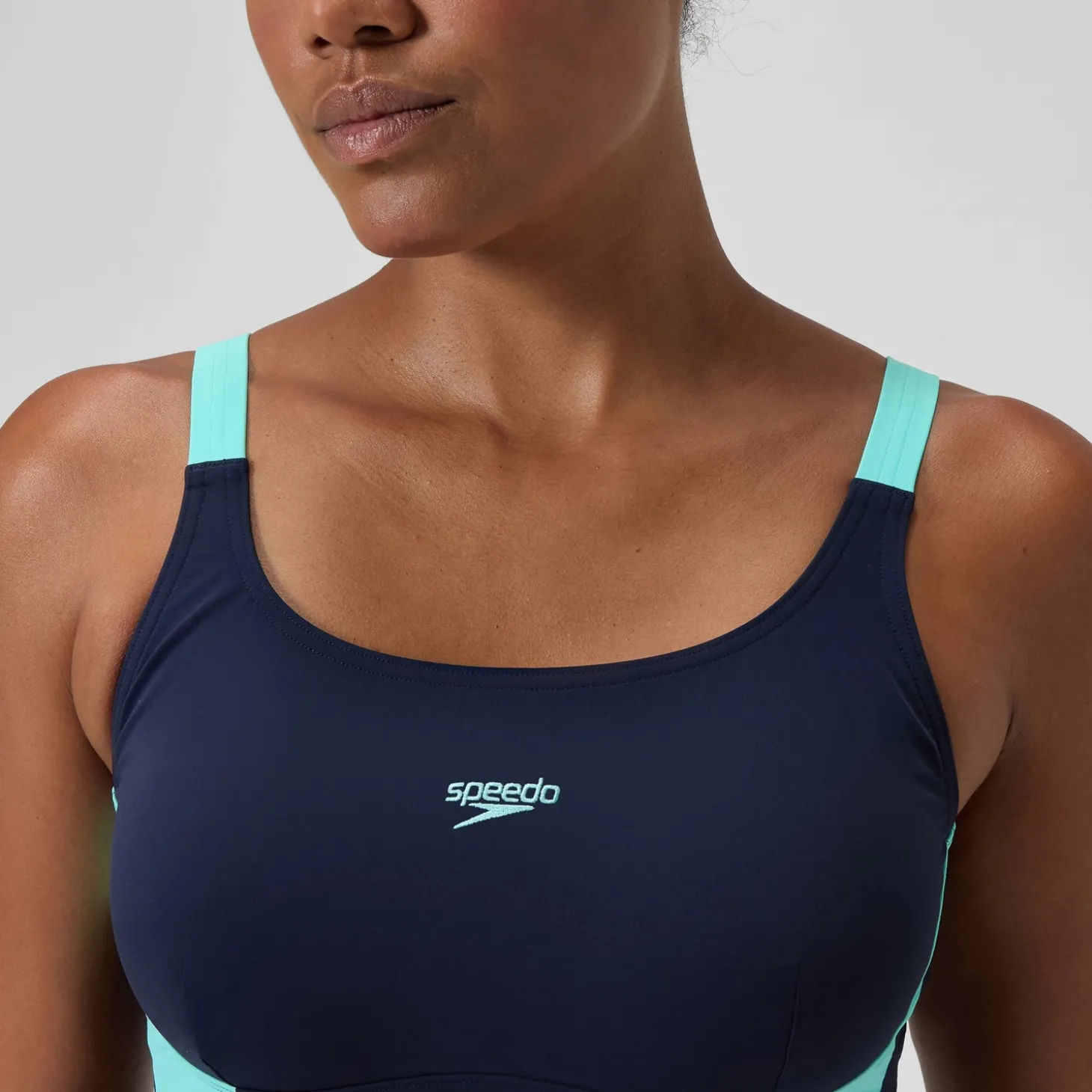 Maillot de bain Femme effet galbant Solid Splice bleu marine/vert