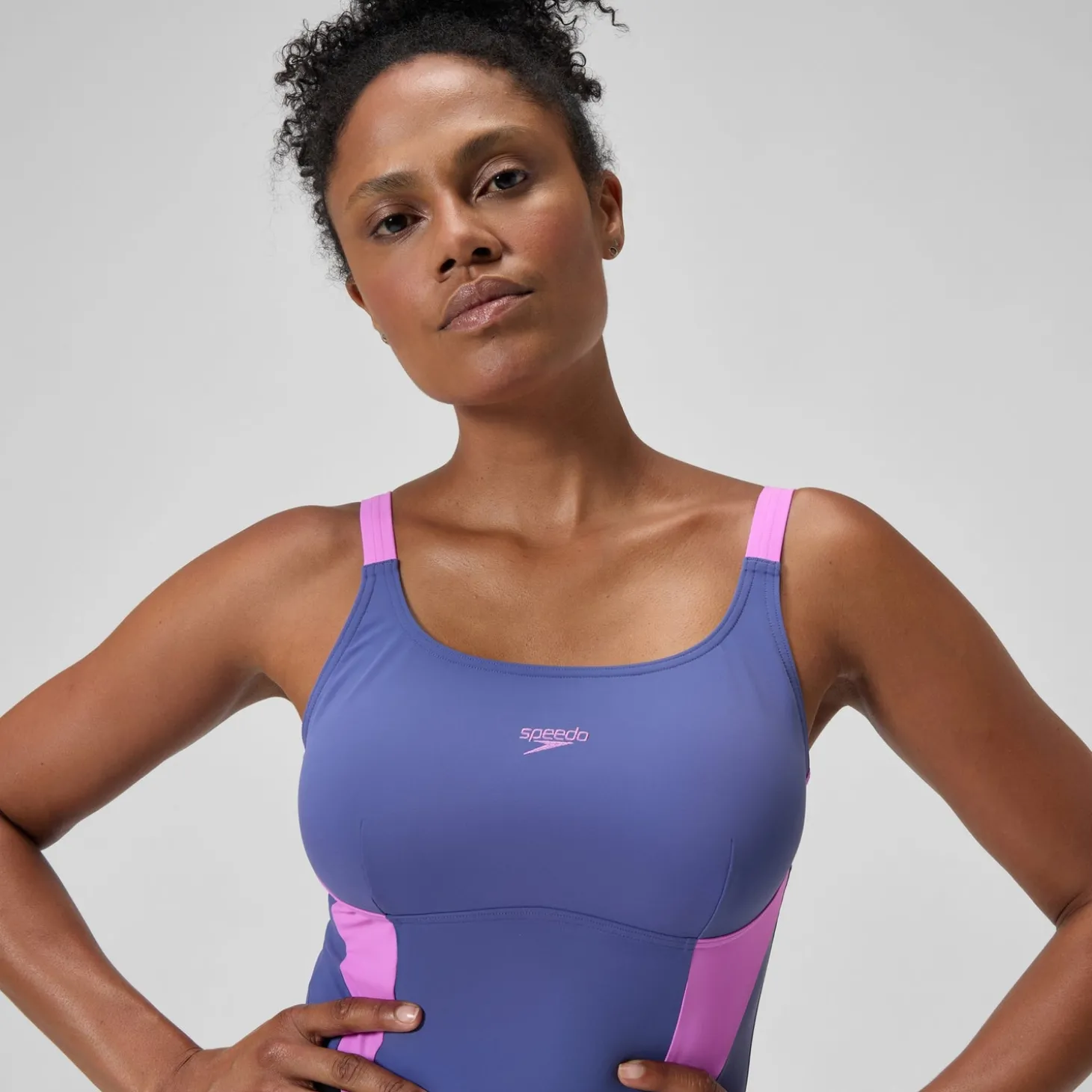 Maillot de bain Femme effet galbant Solid Splice violet/rose