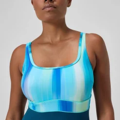Maillot de bain Femme effet galbant imprimé Contour Eclipse sarcelle foncé/vert