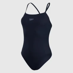 Maillot de bain Femme Endurance+ à bretelles fines Bleu marine