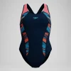 Maillot de bain Femme Placement bleu marine/corail