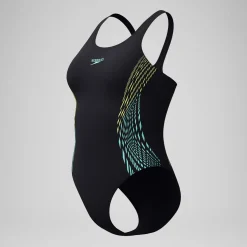 Maillot de bain Femme Placement Muscleback noir/jaune