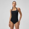 Maillot de bain Femme Racer Zip noir/vert