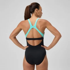 Maillot de bain Femme Racer Zip noir/vert