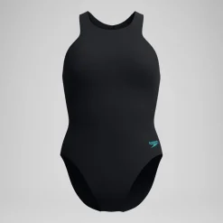 Maillot de bain Femme Racer Zip avec soutien-gorge intégré noir