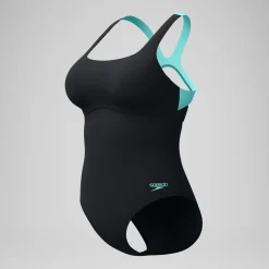 Maillot de bain Femme Racer Zip noir/vert