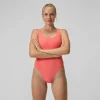 Maillot de bain Femme texturé à dos en U Deep corail