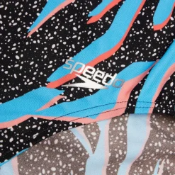 Maillot de bain Femmes à nouer dans le dos Allover Digital pour Femmes Noir/Bleu picton/Rouge sirène