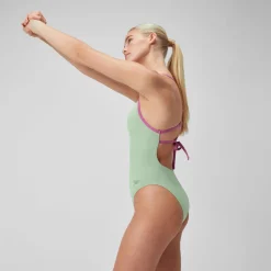 Maillot de bain Femmes uni avec liens à nouer dans le dos pour Femmes Vert matcha