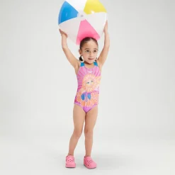 Maillot de bain Fille à imprimé numérique Orange/Violet