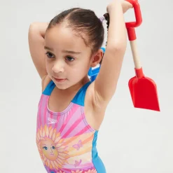 Maillot de bain Fille à imprimé numérique Orange/Violet