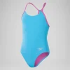 Maillot de bain fille avec dos Lane Line uni pour Filles Bleu picton