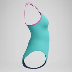 Maillot de bain Fille Club Training Solid Lane Line Back turquoise/rose