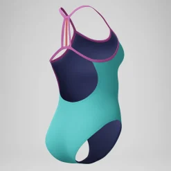 Maillot de bain Fille Club Training Solid Lane Line Back turquoise/rose