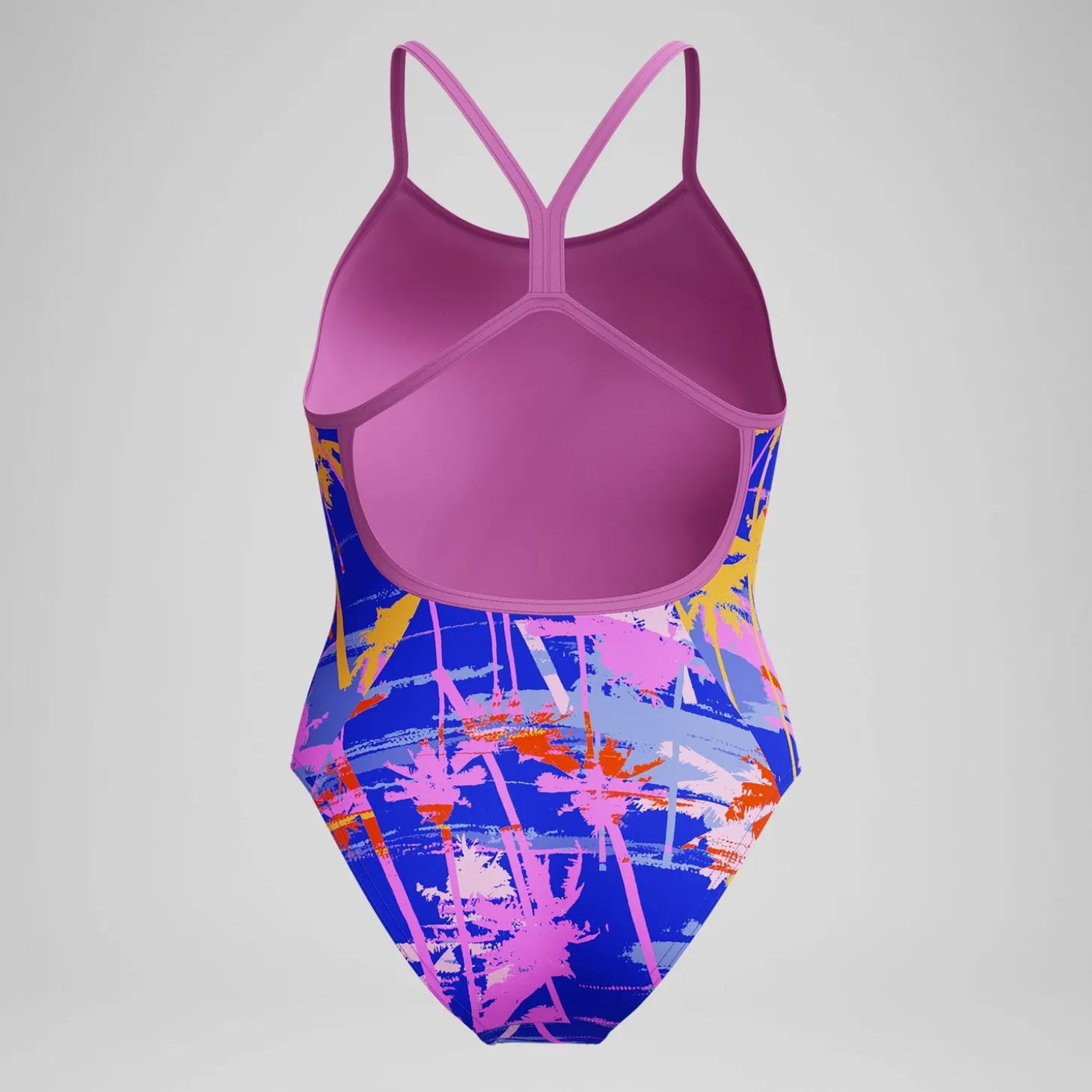Maillot de bain Fille Club Training dos en V et imprimé bleu/rose