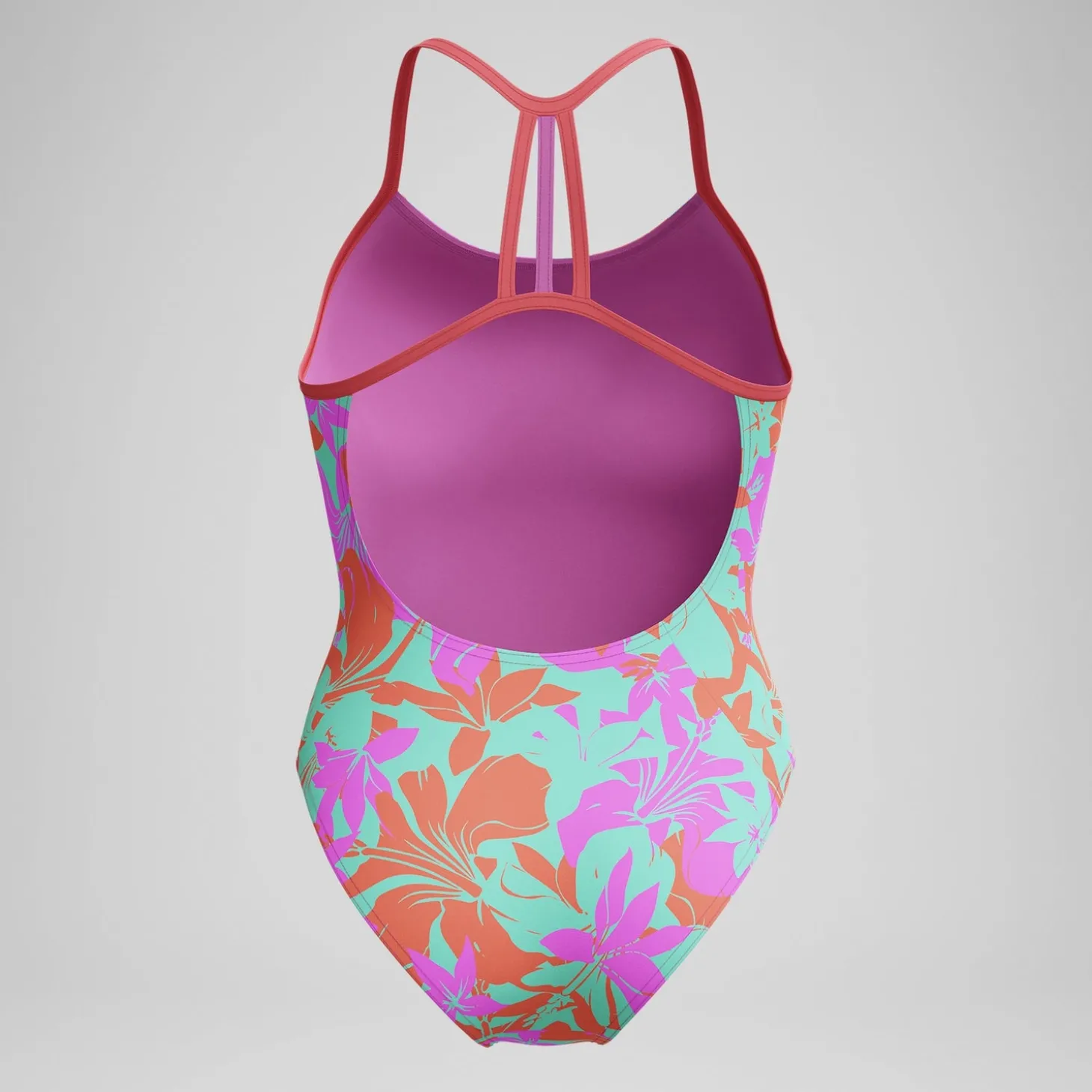 Maillot de bain Fille Club Training imprimé Lane Line Back rose/vert