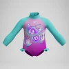 Maillot de bain Fille Digital à manches longues rose/vert