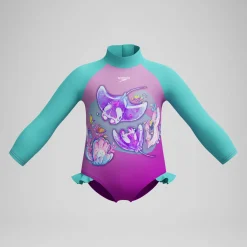 Maillot de bain Fille Digital à manches longues rose/vert