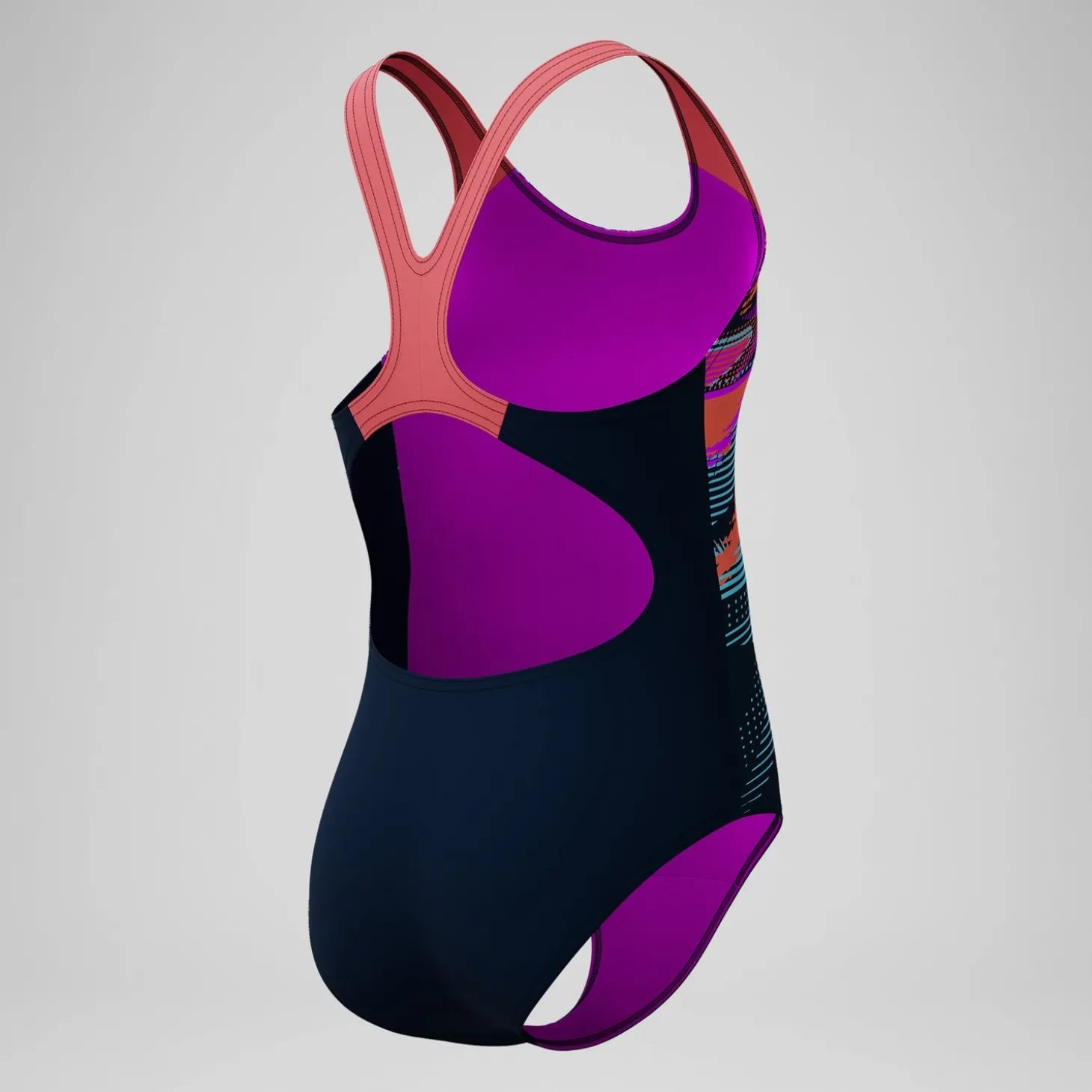 Maillot de bain Fille Digital Placement Splashback sarcelle foncé/corail