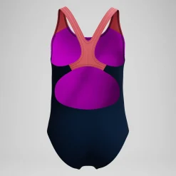 Maillot de bain Fille Digital Placement Splashback sarcelle foncé/corail