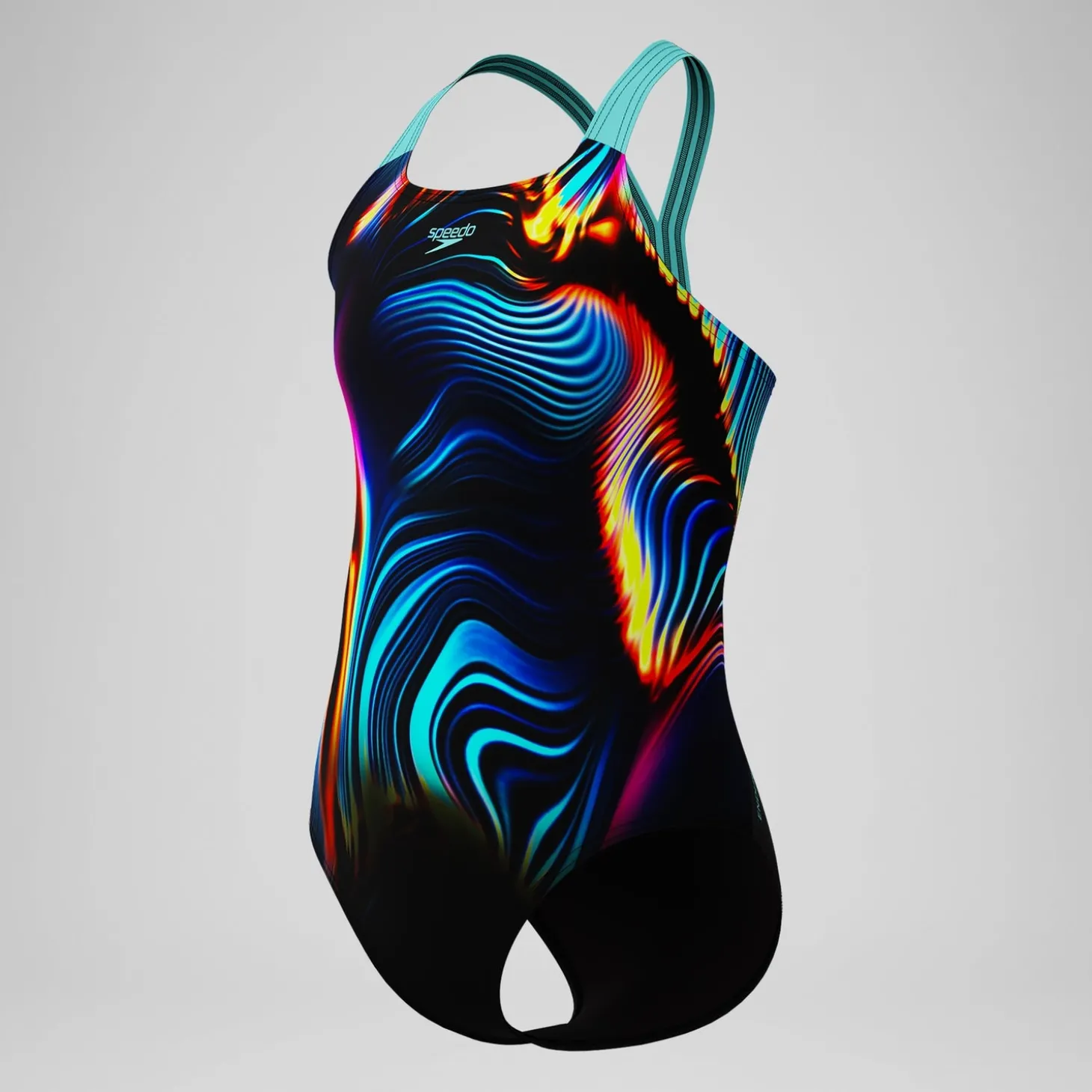 Maillot de bain Fille Digital Placement Powerback noir/bleu