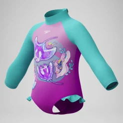 Maillot de bain Fille Digital à manches longues rose/vert