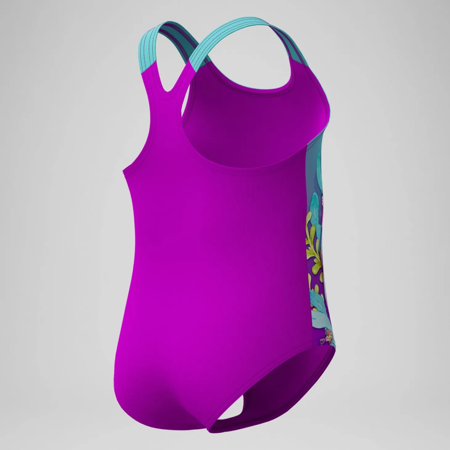 Maillot de bain Fille imprimé numérique violet/turquoise