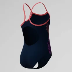 Maillot de bain Fille Plastisol Placement Muscleback à fines bretelles noir/rose