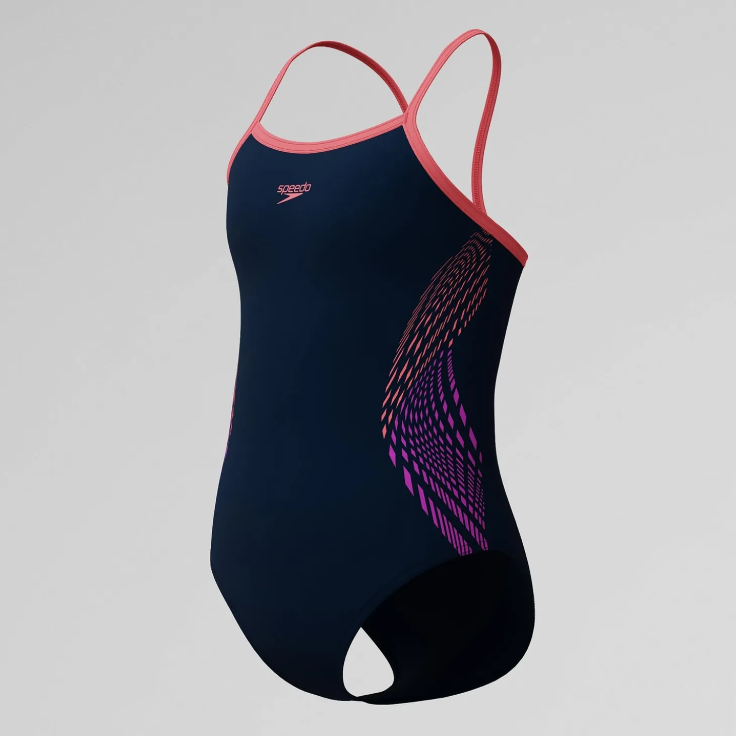 Maillot de bain Fille Plastisol Placement Muscleback à fines bretelles noir/rose
