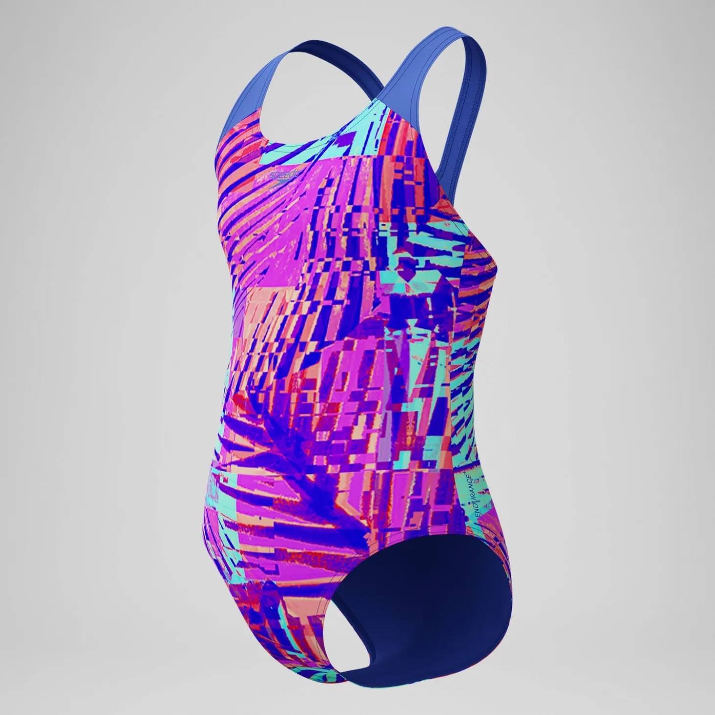 Maillot de bain Fille Spashback imprimé numérique rose/bleu