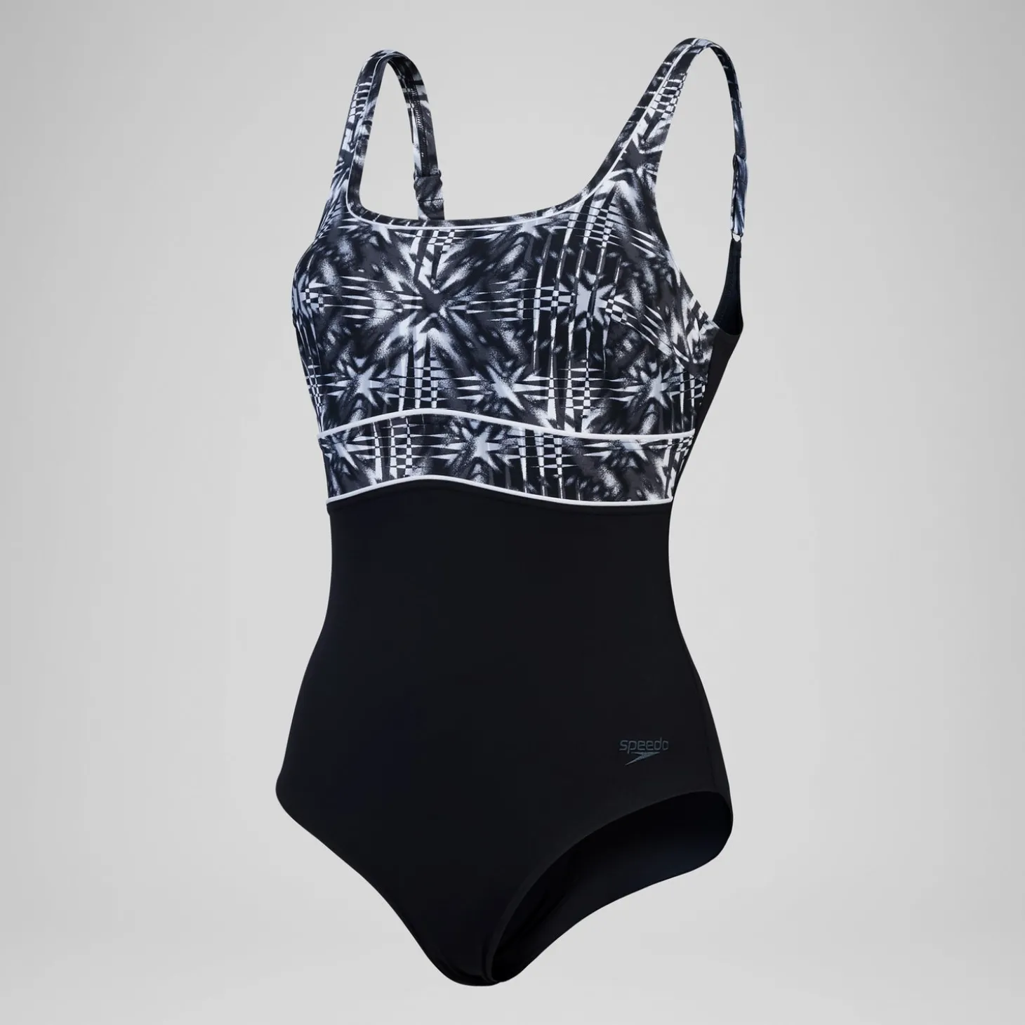 Maillot de bain gainant Femmes à imprimé Contour Eclipse pour Femmes Noir/Gris oxydé/Blanc