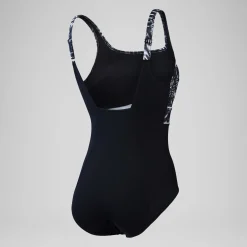 Maillot de bain gainant Femmes à imprimé Contour Eclipse pour Femmes Noir/Gris oxydé/Blanc