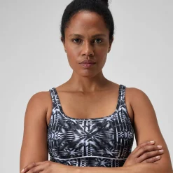 Maillot de bain gainant Femmes à imprimé Contour Eclipse pour Femmes Noir/Gris oxydé/Blanc