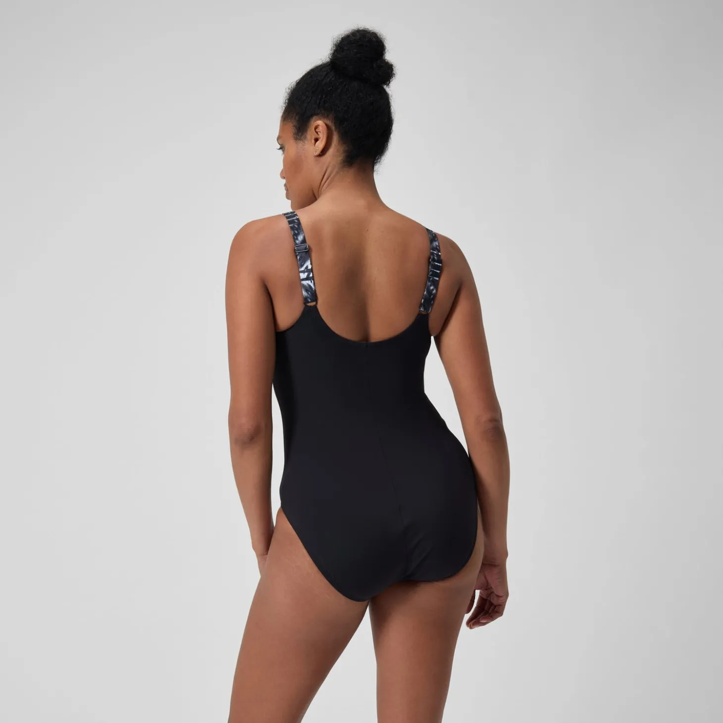 Maillot de bain galbant à imprimé Splice pour Femmes Noir/Gris oxydé/Blanc