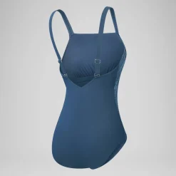 Maillot de bain galbant à encolure carrée et imprimé pour Femmes Bleu épicéa/Bleu délavé