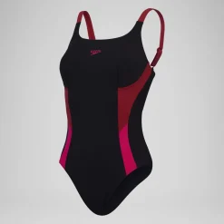 Maillot de bain galbant unique Splice pour Femmes Noir/Magenta brume/Rouge basque