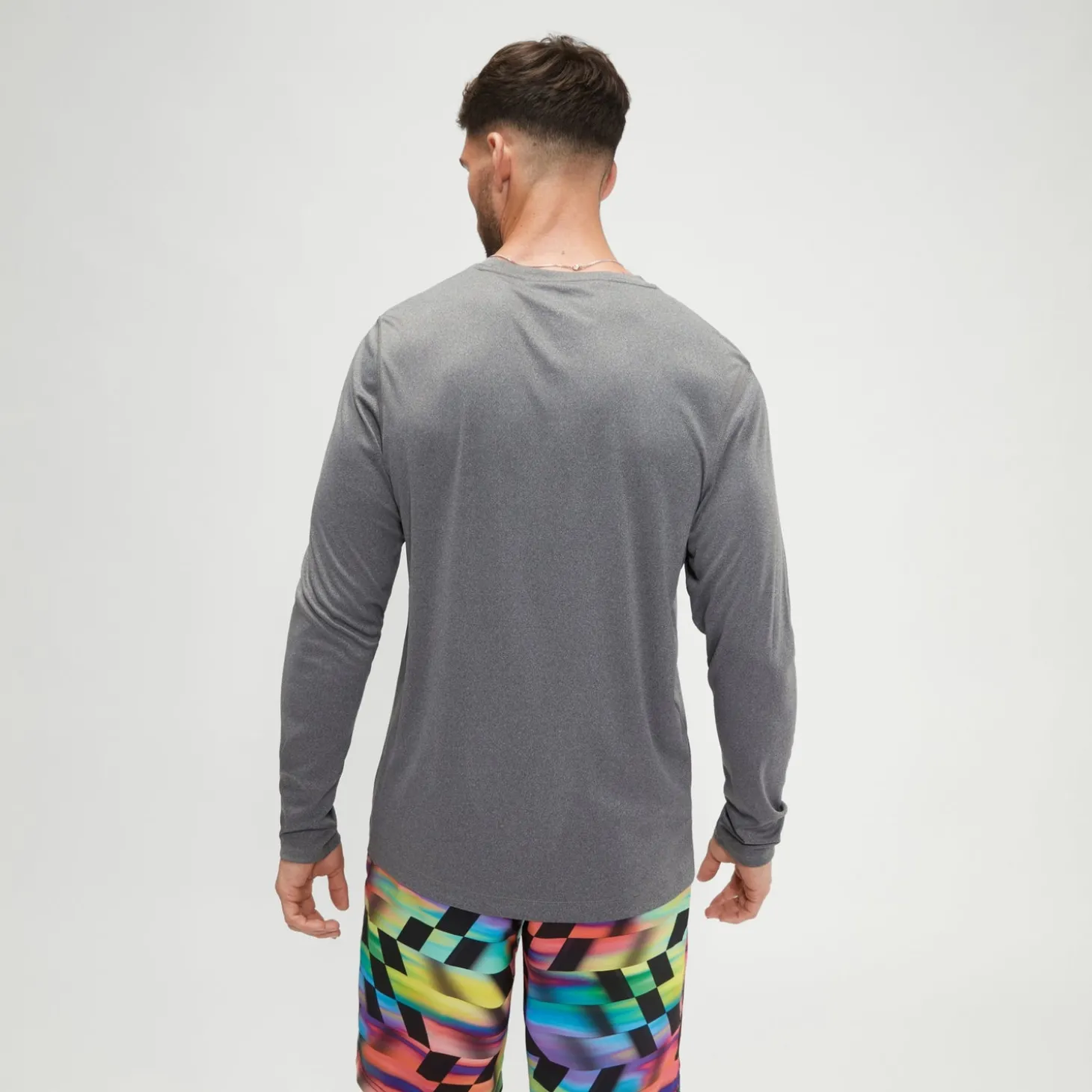 Maillot de bain graphique à manches longues Homme gris