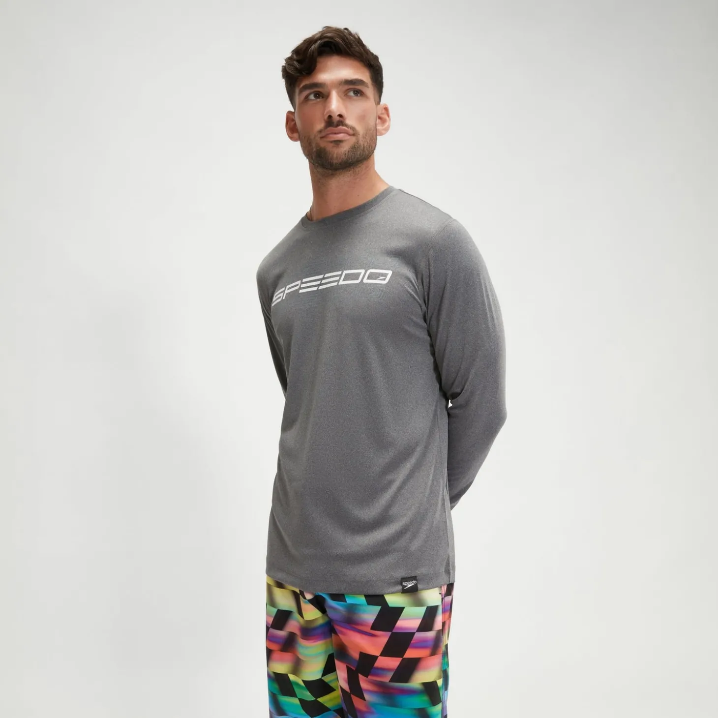 Maillot de bain graphique à manches longues Homme gris