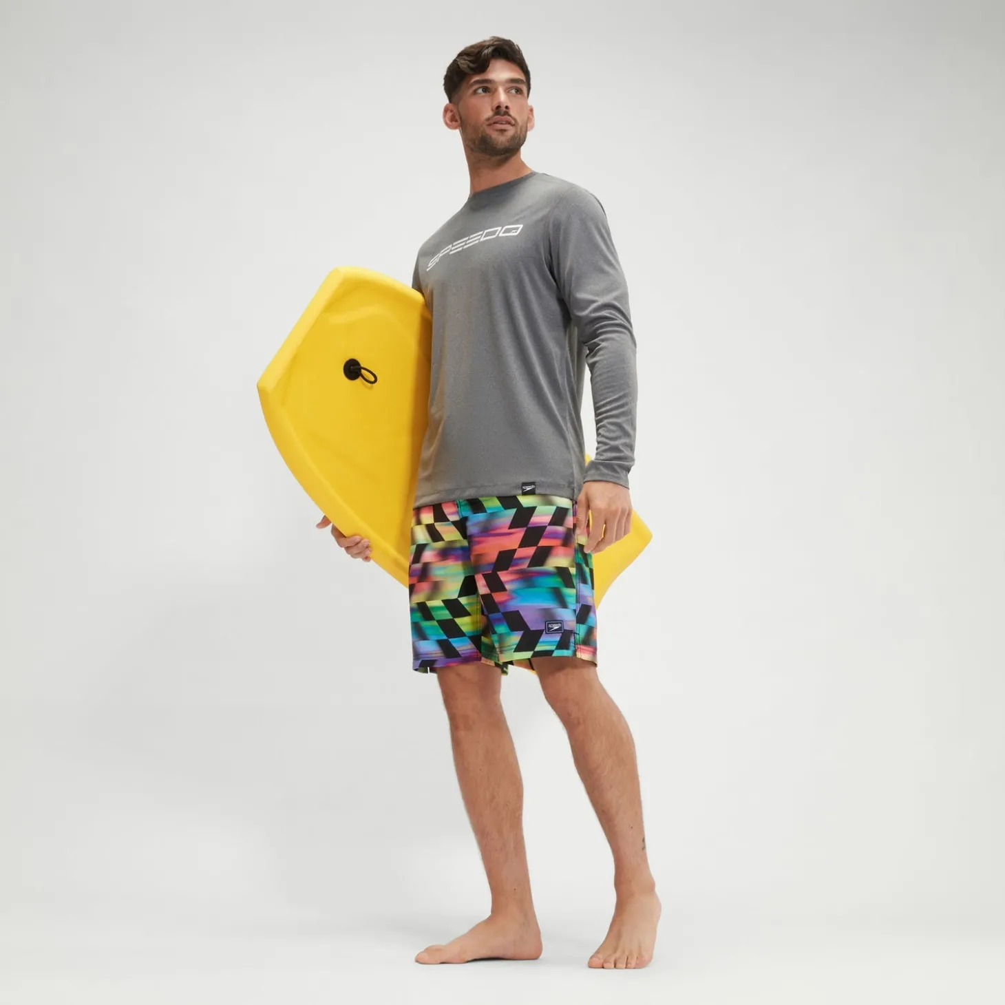 Maillot de bain graphique à manches longues Homme gris