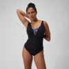 Maillot de bain 1 pièce Femmes OpusGem DD+ imprimé pour Femmes Noir/Gris oxydé/Blanc
