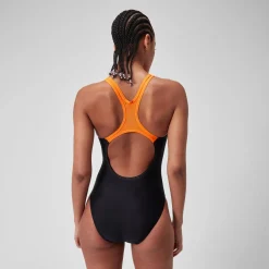 Maillot de bain 1 pièce Femmes Medley Logo pour Femmes Noir/Nectarine