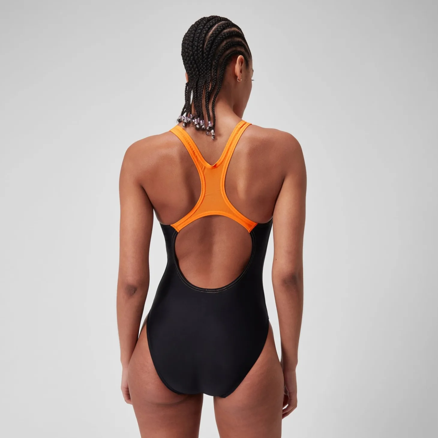 Maillot de bain 1 pièce Femmes Medley Logo pour Femmes Noir/Nectarine