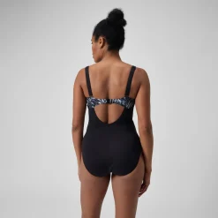 Maillot de bain 1 pièce Femmes OpusGem DD+ imprimé pour Femmes Noir/Gris oxydé/Blanc
