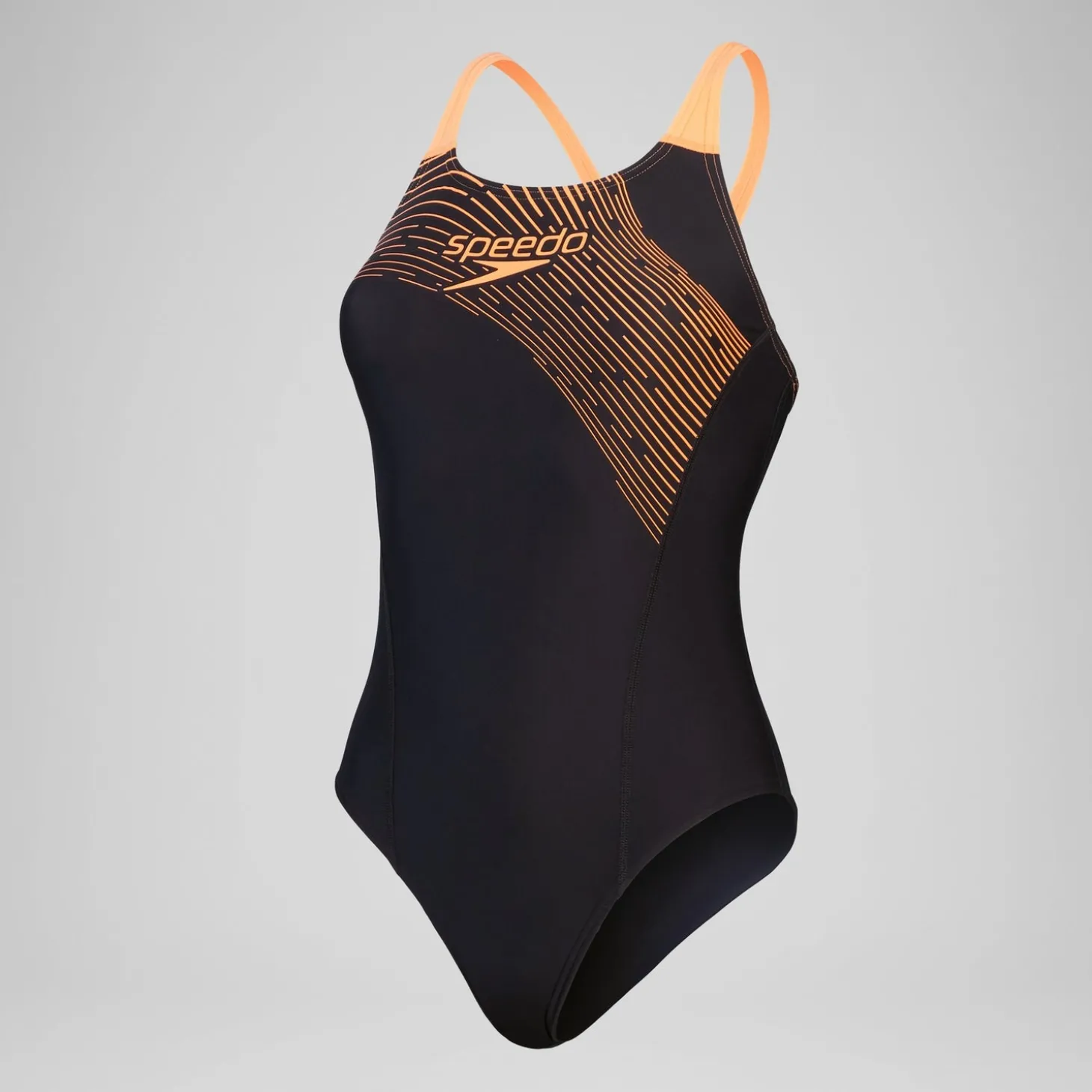 Maillot de bain 1 pièce Femmes Medley Logo pour Femmes Noir/Nectarine